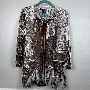 NWT Picadilly Canada Jacket Size 6 | Taupe Front Sheer Lightweight Layer Artsy